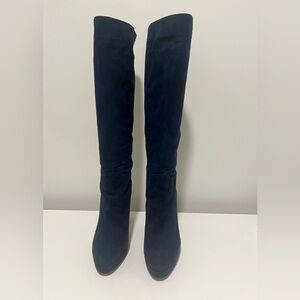 Sergio Rossi Dark Blue High Boots with Slight Platform
